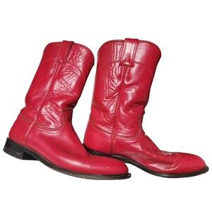 Justin Roper VTG Western Cowgirl Boots Red Size 7.5 Leather